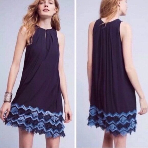 Maeve navy fringe festivity swing dress - Picture 1 of 6